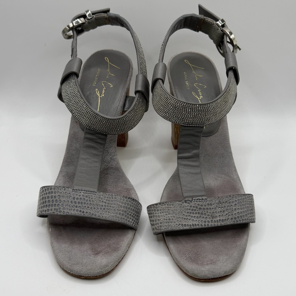 Lola Cruz | Grey Suede T-Strap Block Heel Sandals | EU 37 - Picture 2 of 12